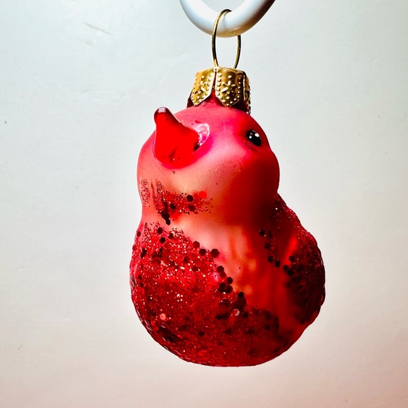 Polish Glass Red Bird Christmas Ornament Cardinal Robin Nature Hand Painted - Picture 11 of 12